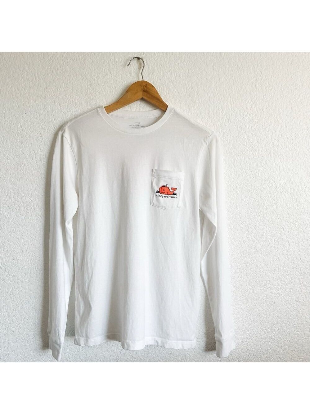 Vineyard Vines Youth Large Halloween Fall Pumpkin Whale Graphic Long Sleeve Tee